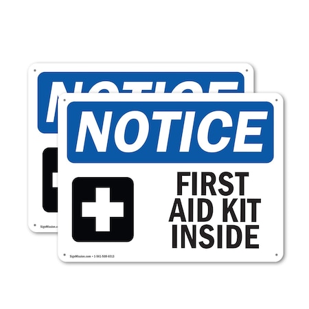 Signmission First Aid Kit Inside, 14 in W x Rectangle, Aluminum OS-2PACK-NS-A-1014-L-12740